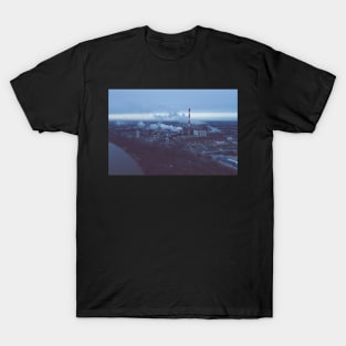 Heat and power plant under dark cloudy sky T-Shirt